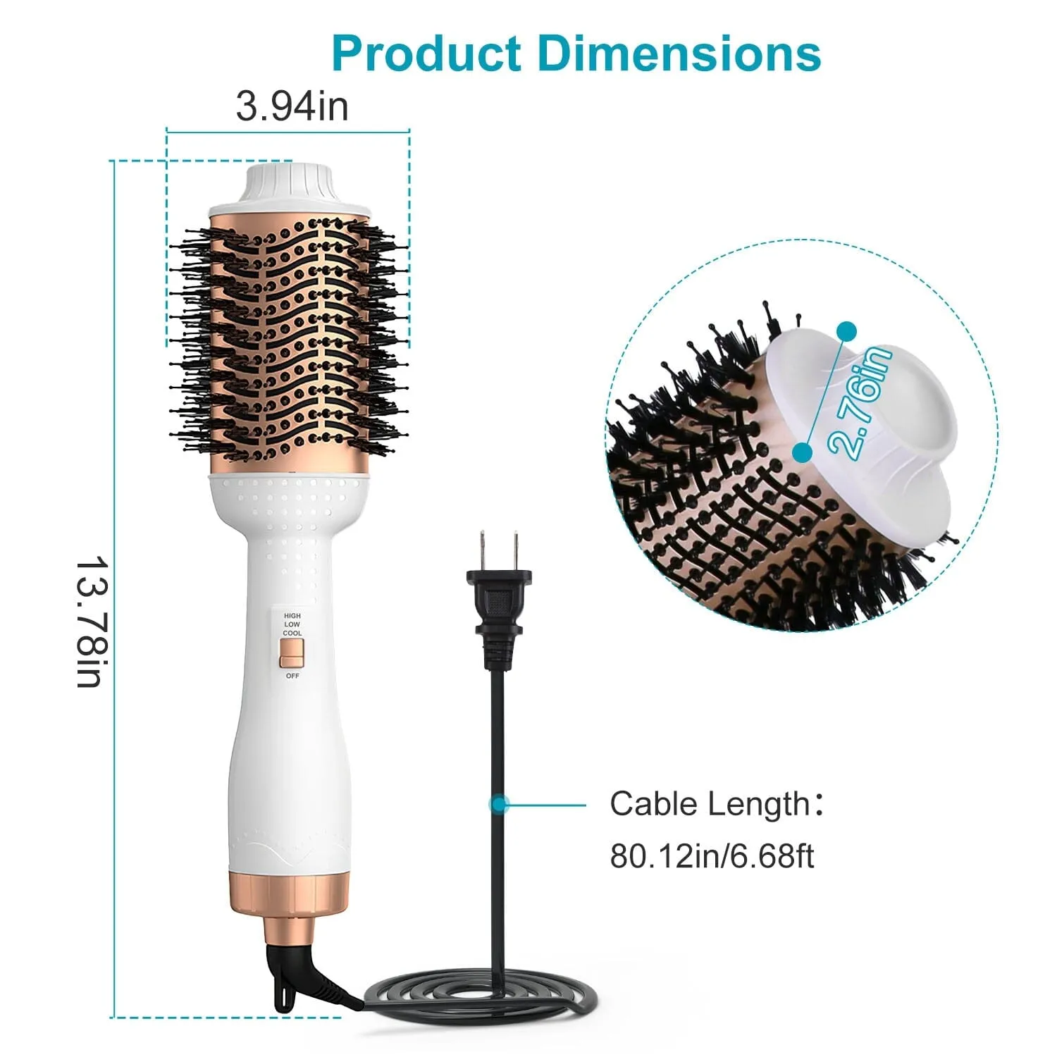 4-in-1 Hari Dryer Brush Curling Styler Volumizer Straightener Negative Ion Anti-Frizz