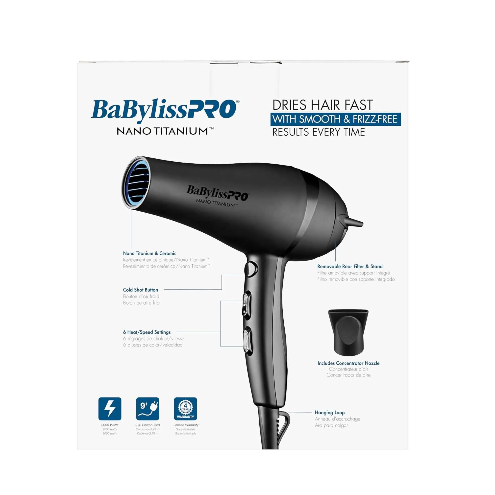 BabylissPRO Nano Titanium Limited Edition Black & Blue Professional Ionic Dryer - Item No. BNTMB5548