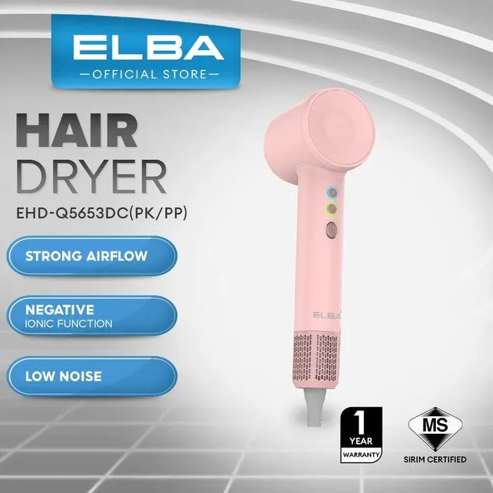 Elba EHD-Q5653DC(PK) Hair Dryer 1600W Pastel Pink