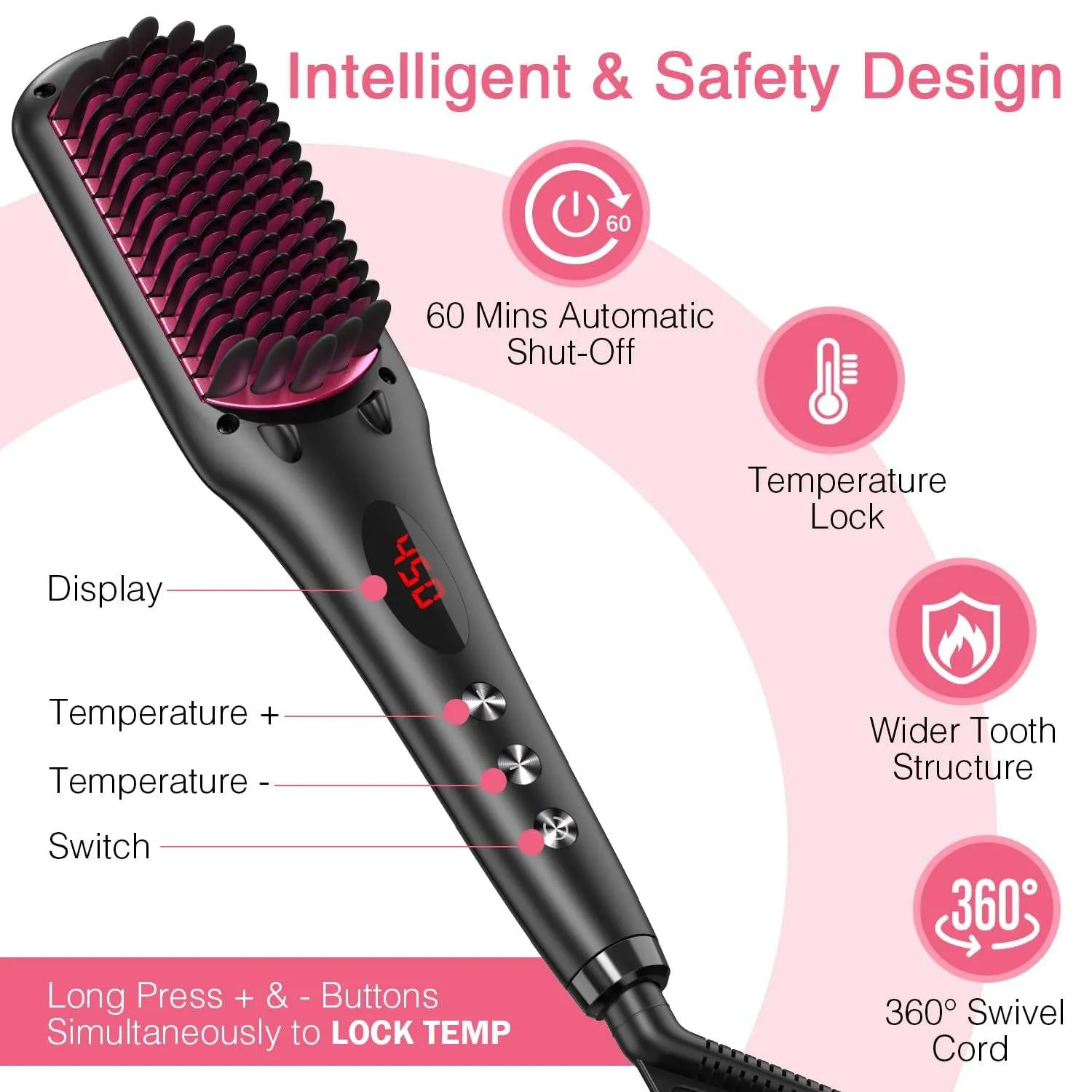 Enhanced Ceramic Hair Straightener Brush