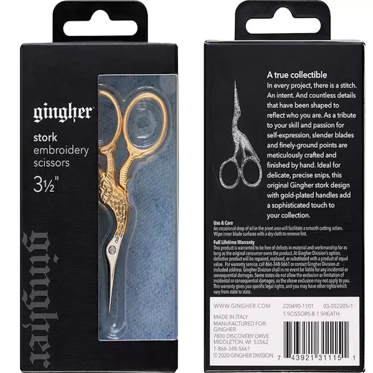 Gingher 3½" Gold Stork Embroidery Scissors