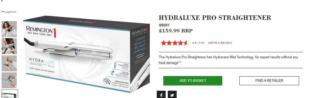 REMINGTON HYDRALUXE PRO S9001CN STRAIGHTENER