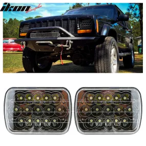 Universal 7In Square 15 Large Power LED Black Chrome Headlight