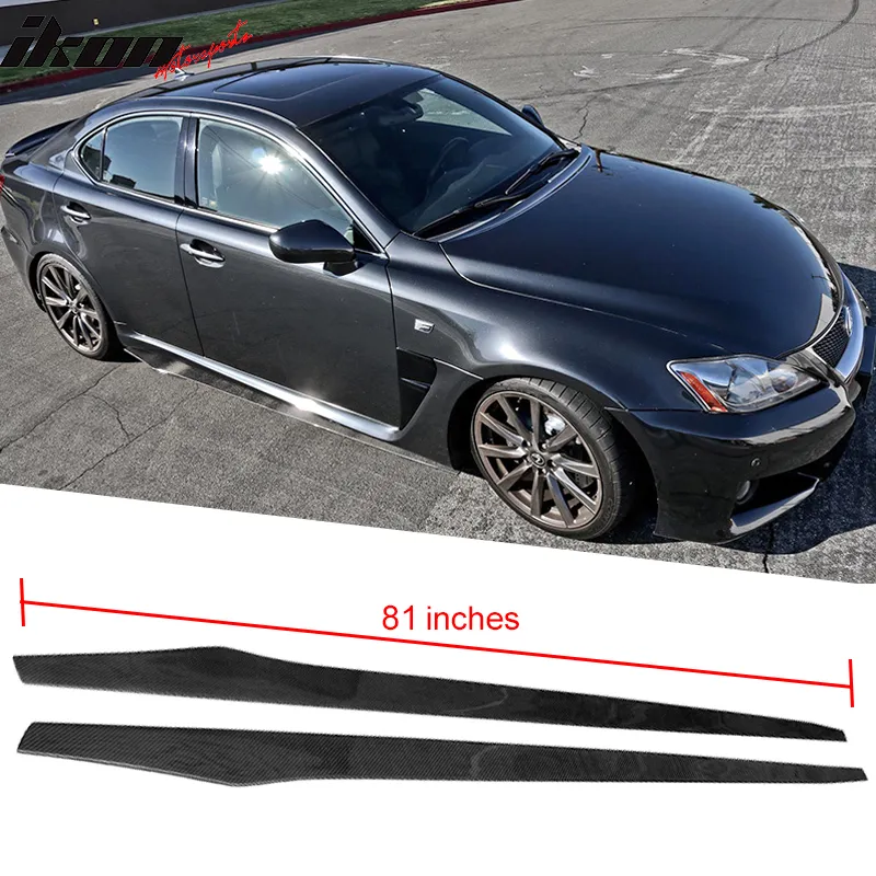 Universal 81 Inch Side Skirt Extension Flat Bottom Line Carbon Fiber