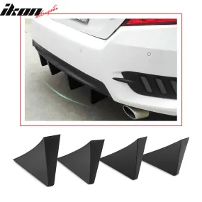 Universal Unpainted Rear Bumper Lip Diffuser Shark Fins ABS 4PC