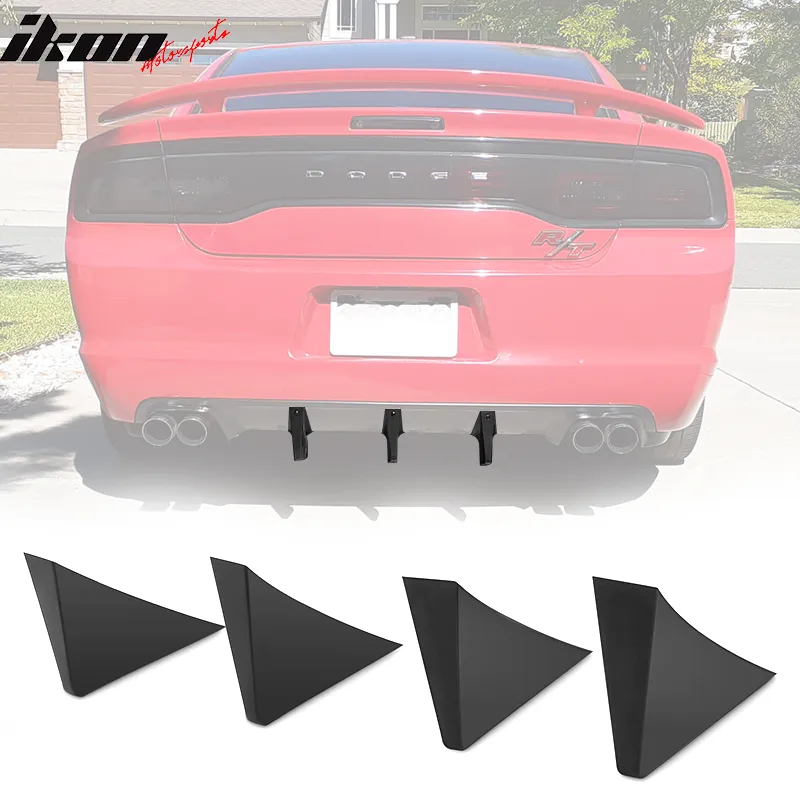 Universal Unpainted Rear Bumper Lip Lower Diffuser Shark Fins ABS 4PC